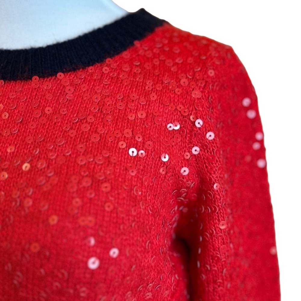 J CREW Red Scattered Sequin Pullover Sweater Mohair Wool Blend - Size XS - Picture 5 of 10
